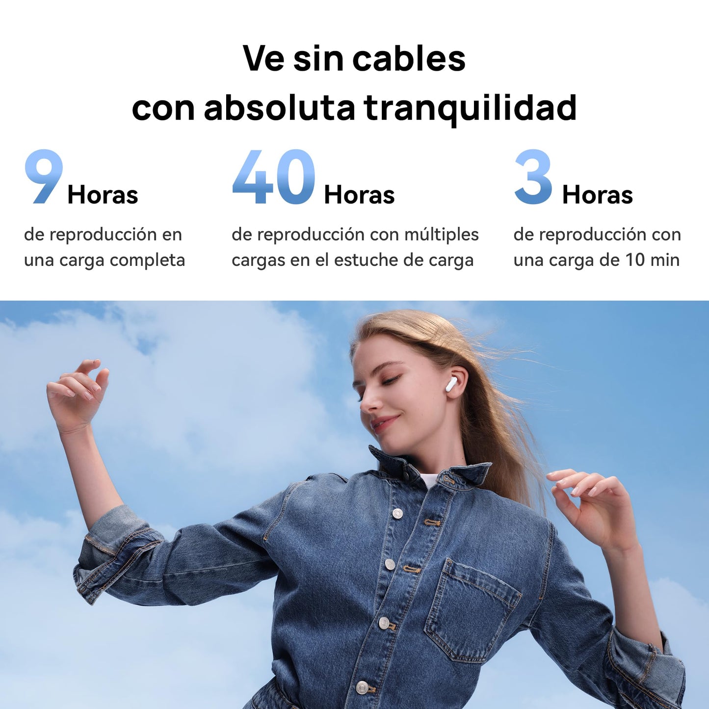 HUAWEI FreeBuds SE 2 auriculares 40 Horas de Batería, Protección IP54 contra el Polvo y Las Salpicaduras, Bluetooth 5.3, iOS y Android, Audífonos Inalámbricos, Azul Glacial