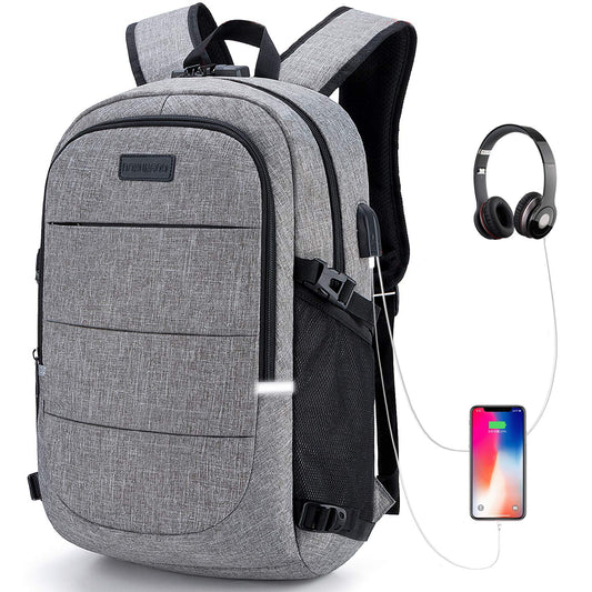 Mochila Antirrobo DOXUNGOO – Impermeable con USB y Puerto para Audífonos