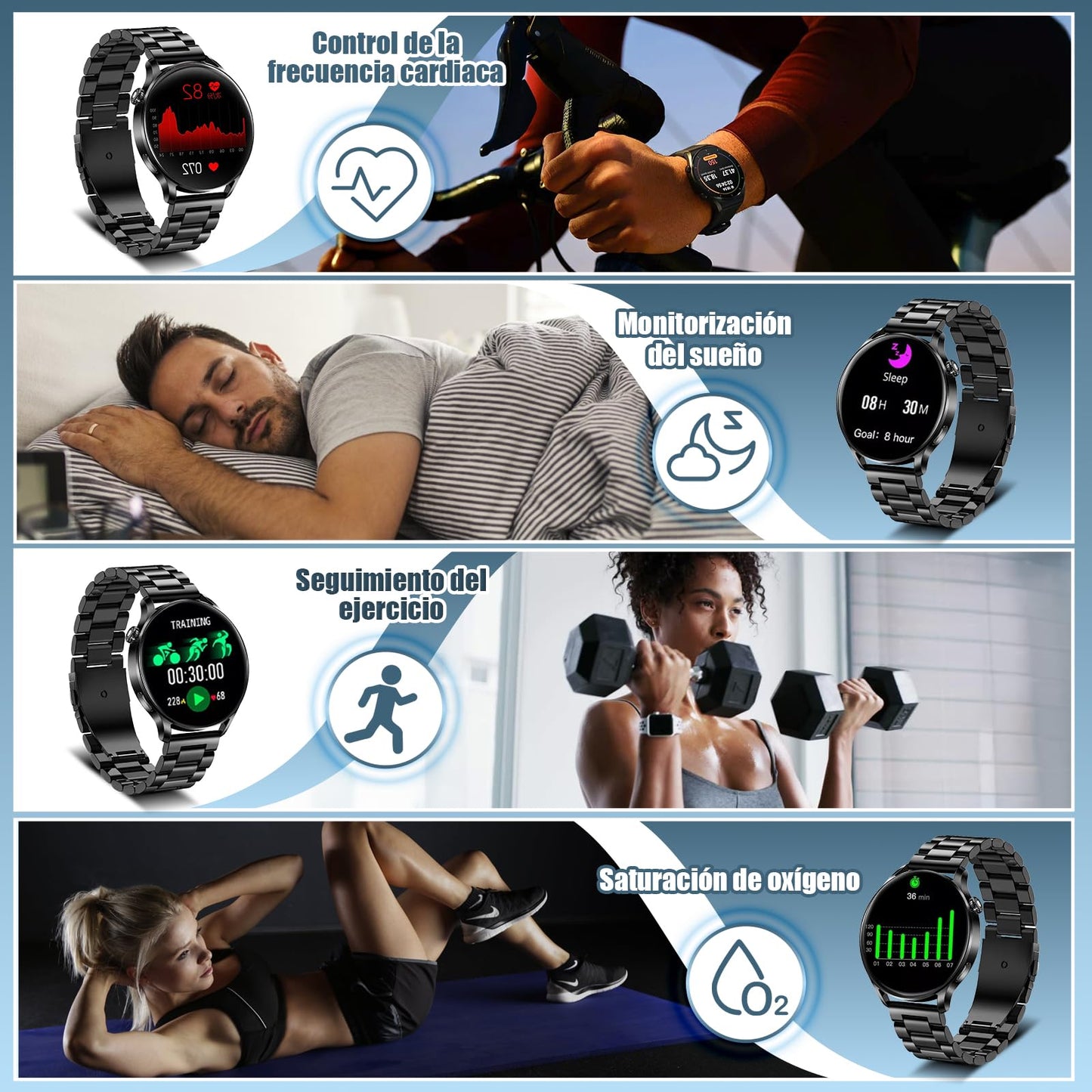 Smartwatch Deportivo con Bluetooth, Pantalla Táctil de 1.28” e IP67 – Monitor de Salud y Múltiples Modos Deportivos