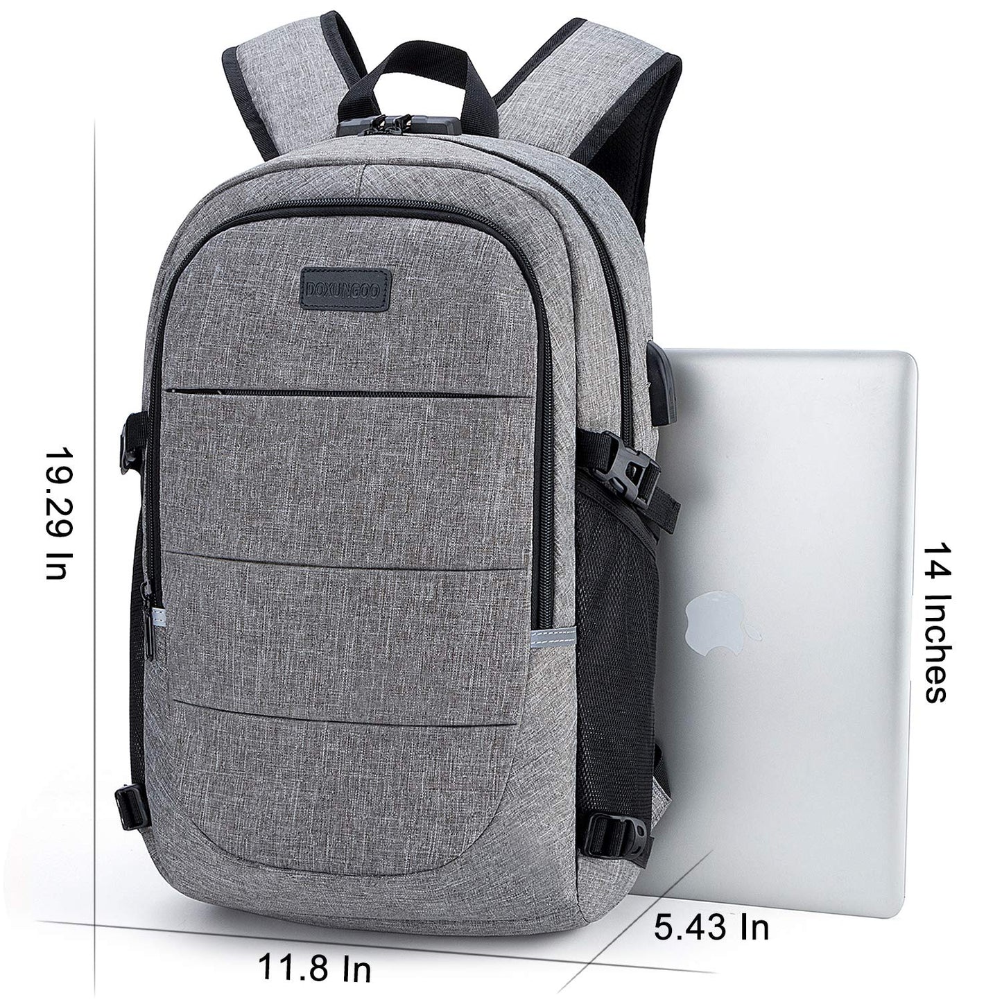 Mochila Antirrobo DOXUNGOO – Impermeable con USB y Puerto para Audífonos