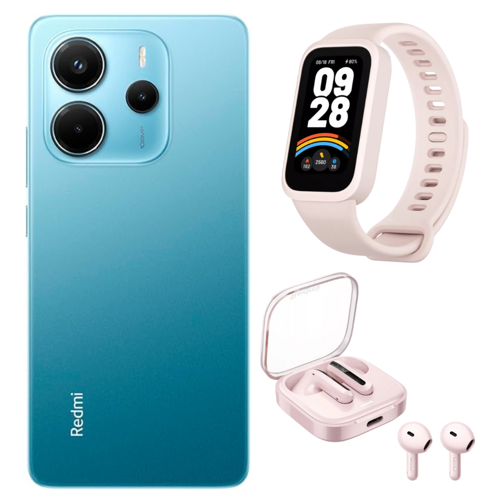 Combo Xiaomi Redmi Note 14 + Smartband 9 Active Rosa + Redmi Buds 6 Active - Potencia, Estilo y Conectividad