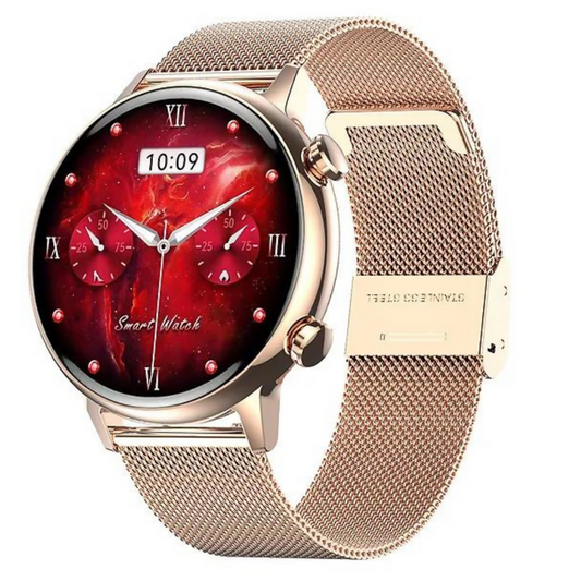 Smartwatch Dorado para Mujer, Romance G-Tide con Llamadas Bluetooth y Monitoreo de Salud