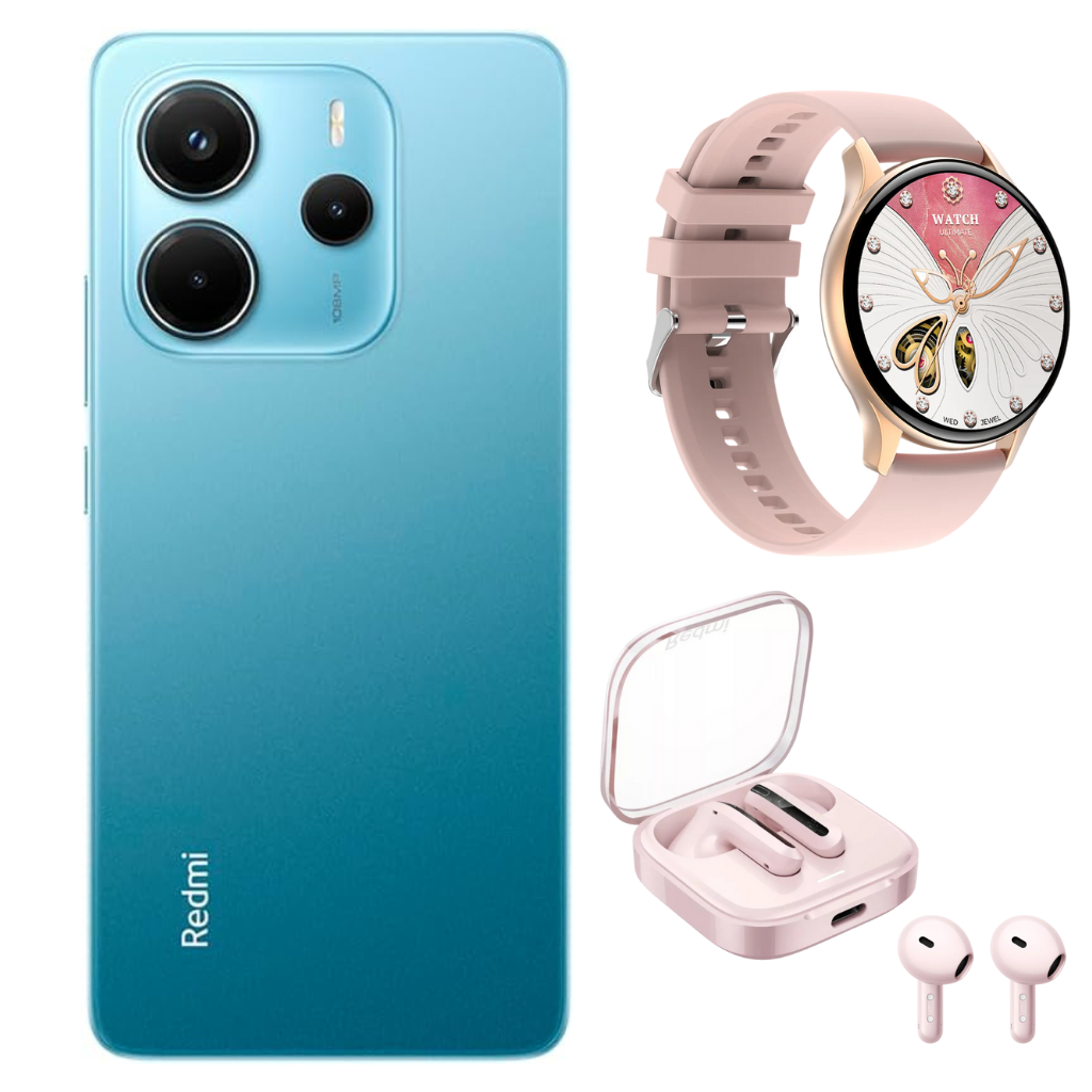 Combo Xiaomi Redmi Note 14 + Smartwatch G-Tide R5 + Redmi Buds 6 Active Audífonos Bluetooth