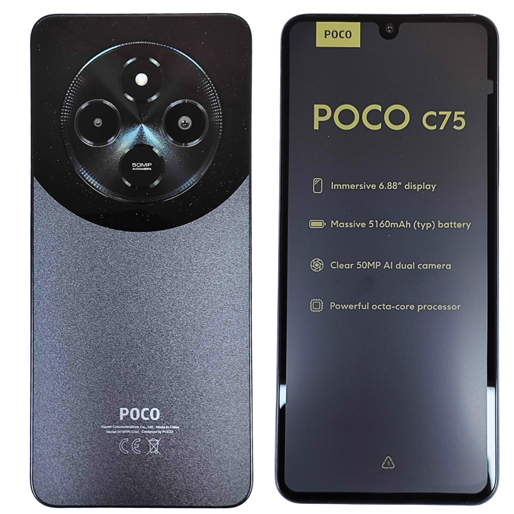 Xiaomi POCO C75 + Audífonos con Pantalla G tide future pod y Smartwatch Filwans