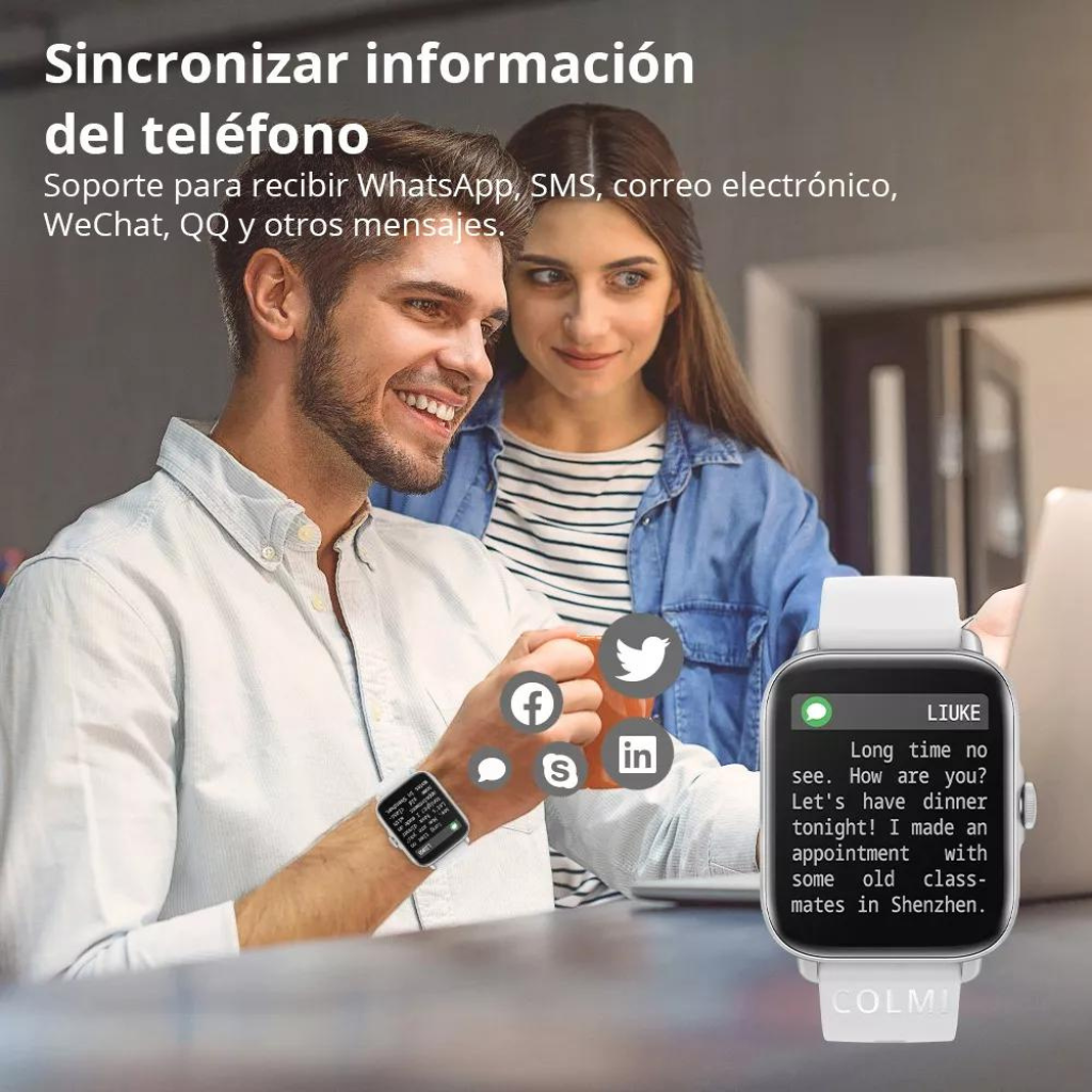 Smartwatch Colmi P28plus. Notifica llamadas. PLATA