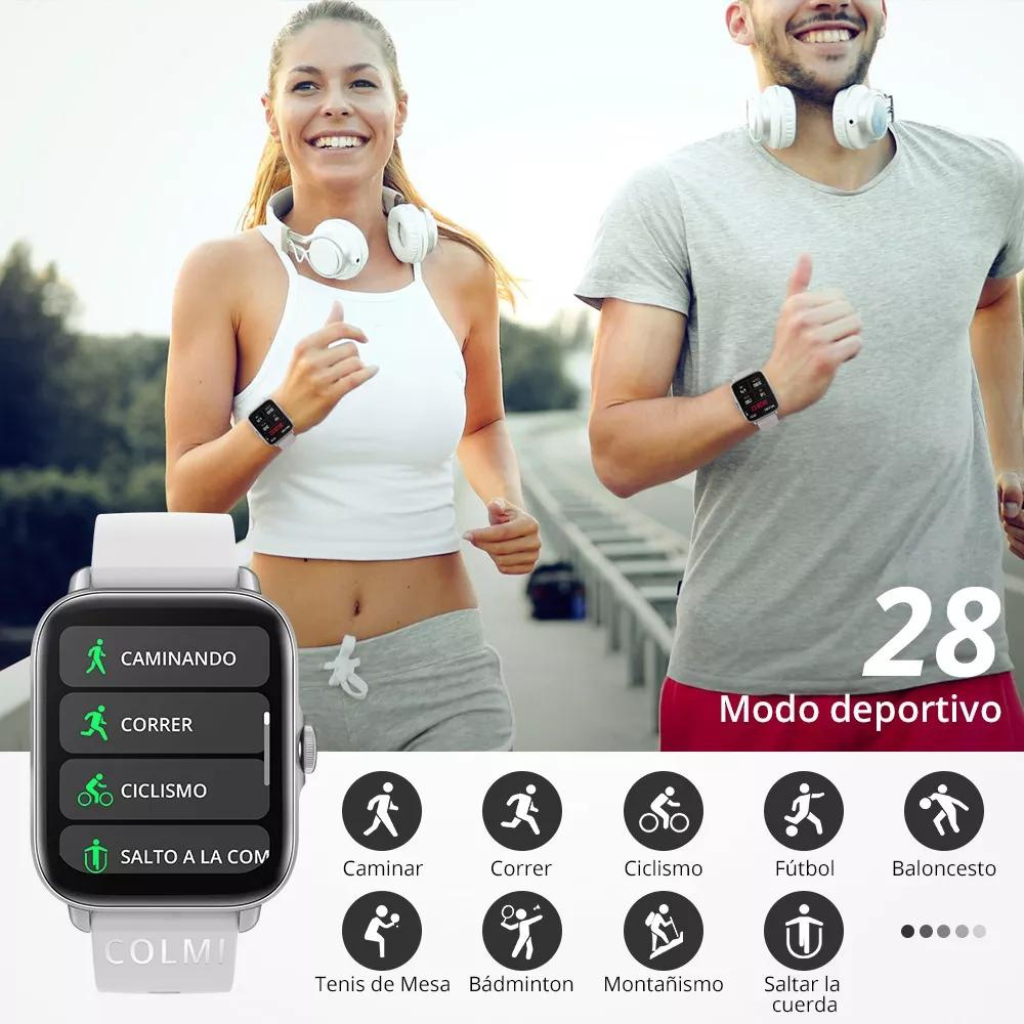 Smartwatch Colmi P28plus. Notifica llamadas. PLATA