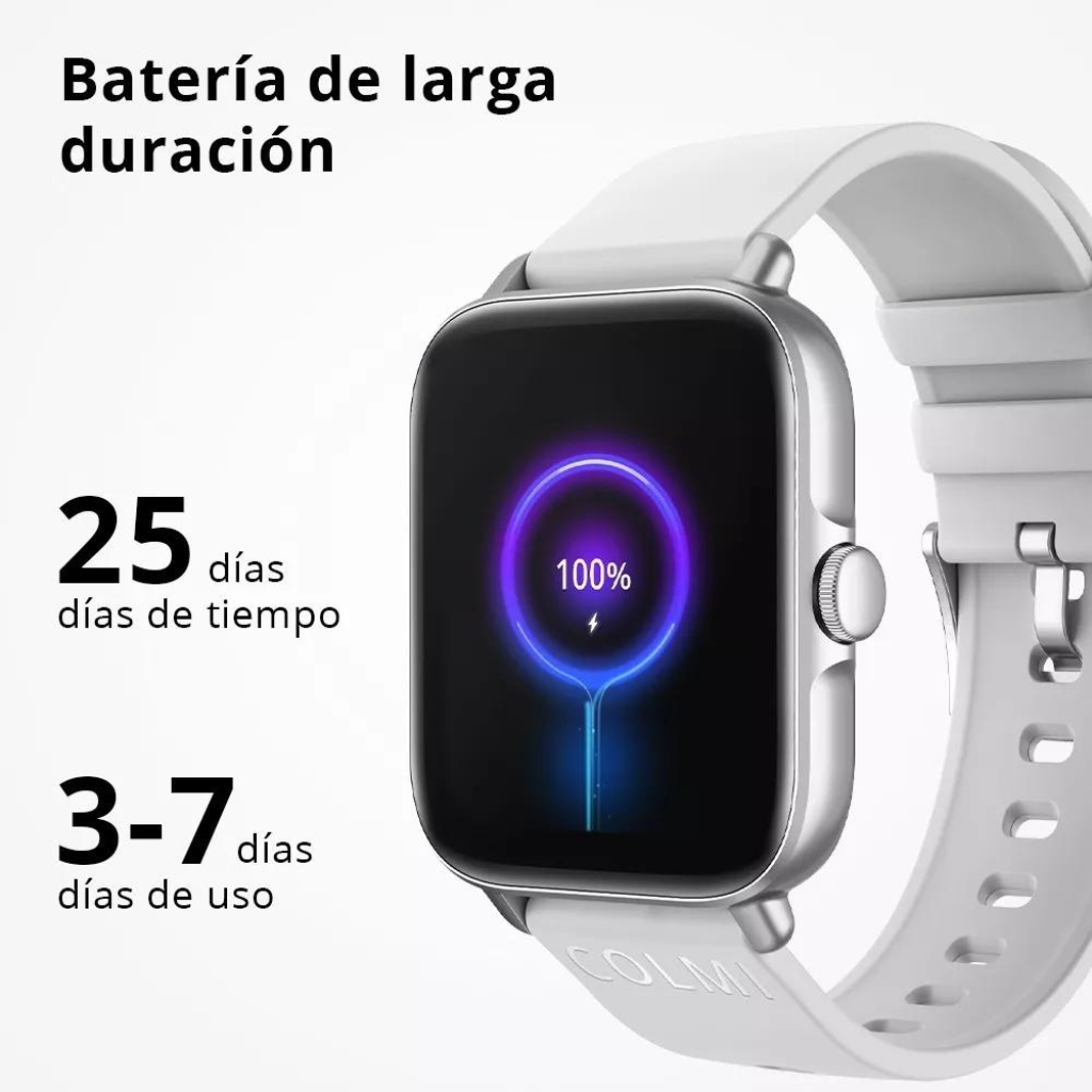 Smartwatch Colmi P28plus. Notifica llamadas. PLATA