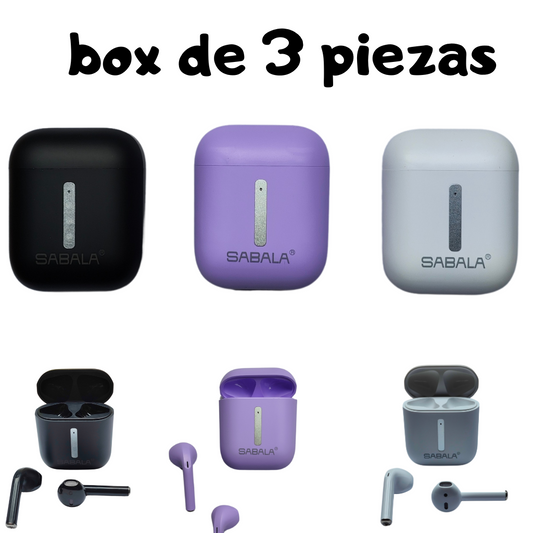 Audífonos  Bluetooth 5.3 SABALA ST-58, música, llamadas, batería 4 horas.(3 PIEZAS)