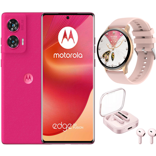 Motorola Edge 50 Fusion  12GB RAM 512GB, 50MP con Redmi buds 6 active y Smartwatch R5 rosa