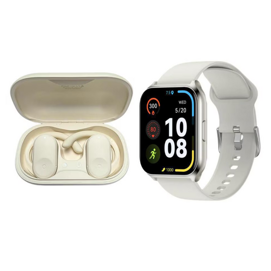 Audífonos Openwear G-tide OWS2 + Smartwatch Filwans Gts  mini, llamadas Plata.