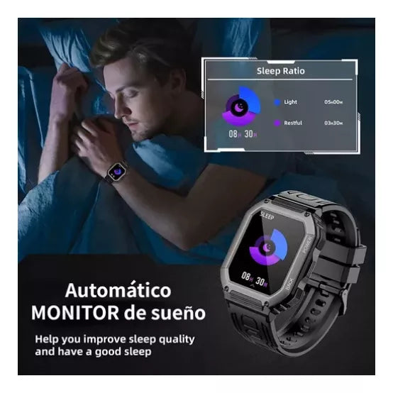 Smartwatch 1.8" IPS HD, Bluetooth 5.0, Llamadas, IP67, 28 Modos Deportivos, Monitoreo de Salud, Batería 320mAh – Compatible con Android & iOS