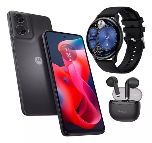 Celular Moto G24 Smartphone Con Smartwatch G-tide R5 Y Audífonos G-tide L21 De Regalo