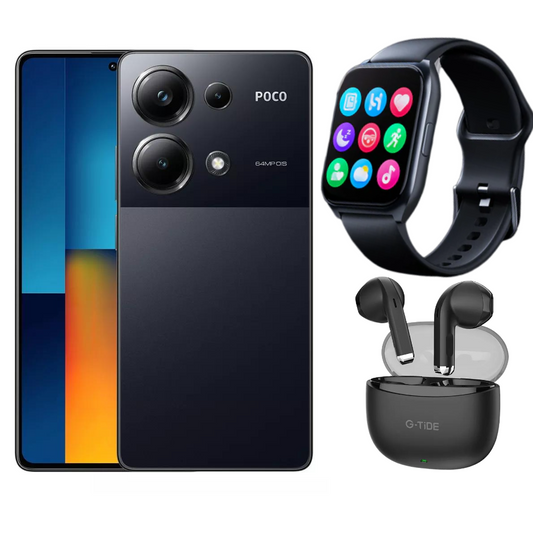 Xiaomi Poco M6 pro 8gb ram 256gb + Smartwatch Filwans GTS mini y Audífonos Bluetooth G-tide L21