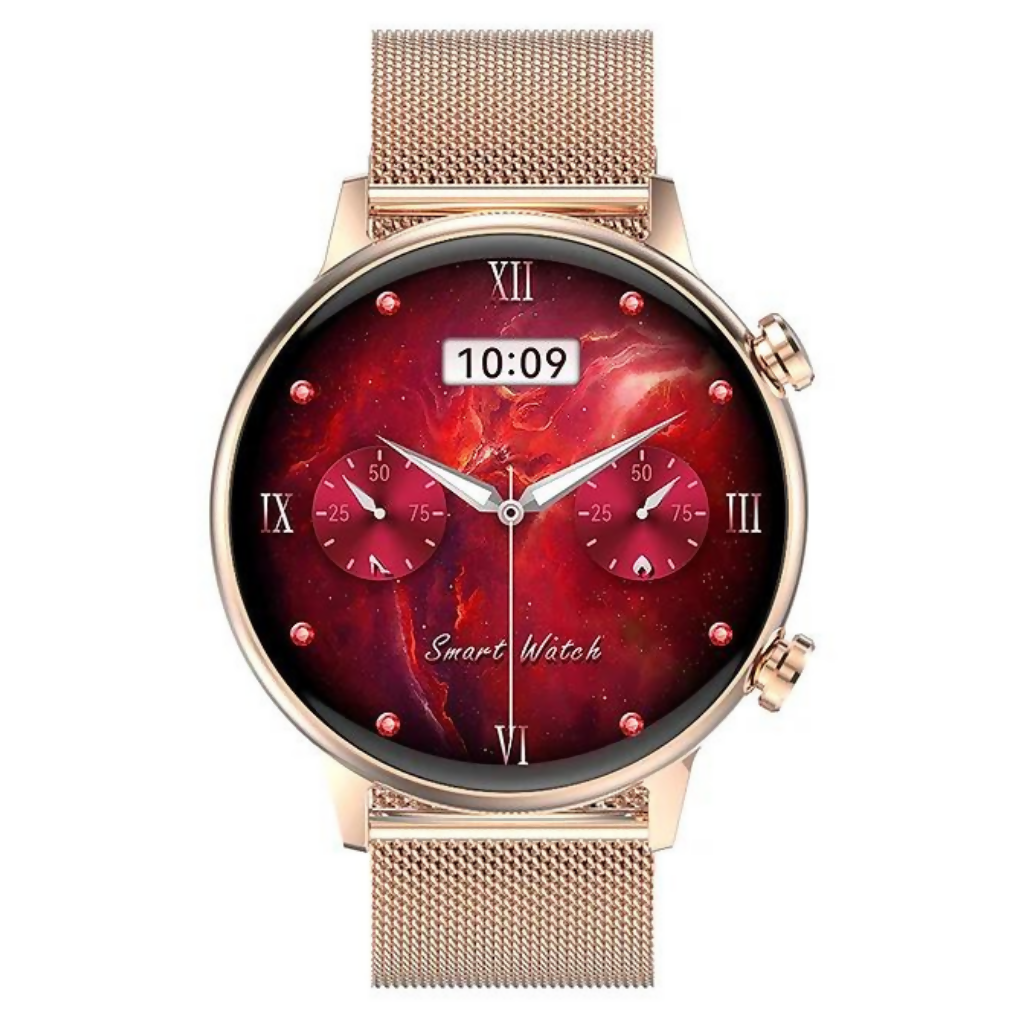 Smartwatch Dorado para Mujer, Romance G-Tide con Llamadas Bluetooth y Monitoreo de Salud