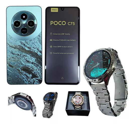 Xiaomi Poco C75 8gb Ram 256gb Con Smartwatch Clasico G-tide Power. Esmeralda