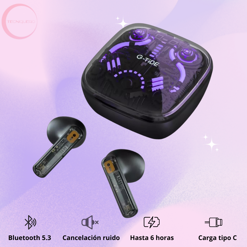 Auriculares G-Tide G11 - Estuche Iluminado, Cancelación de Ruido y Control Táctil